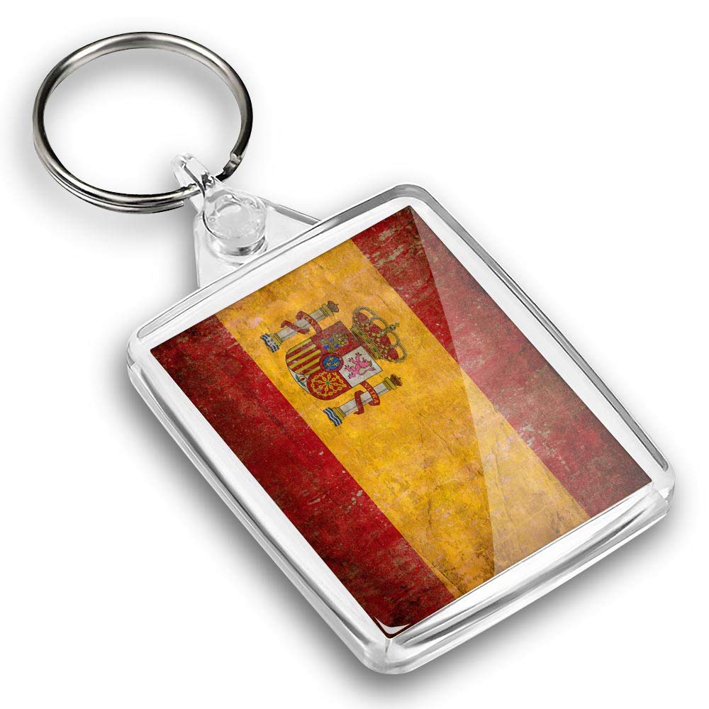 Destination Vinyl Ltd 1 x Photo Keyring - Grunge Spanish Flag Spain Espana |Keychain|Keyring|Charm| #45258