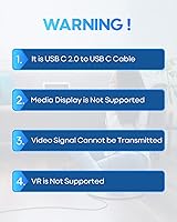 Vista 8 de etguuds Cable largo USB C a USB C [20 pies, 1 unidad], cable de carga USB 2.0 tipo C a tipo C, cable trenzado de nailon, para Samsung Galaxy, Note