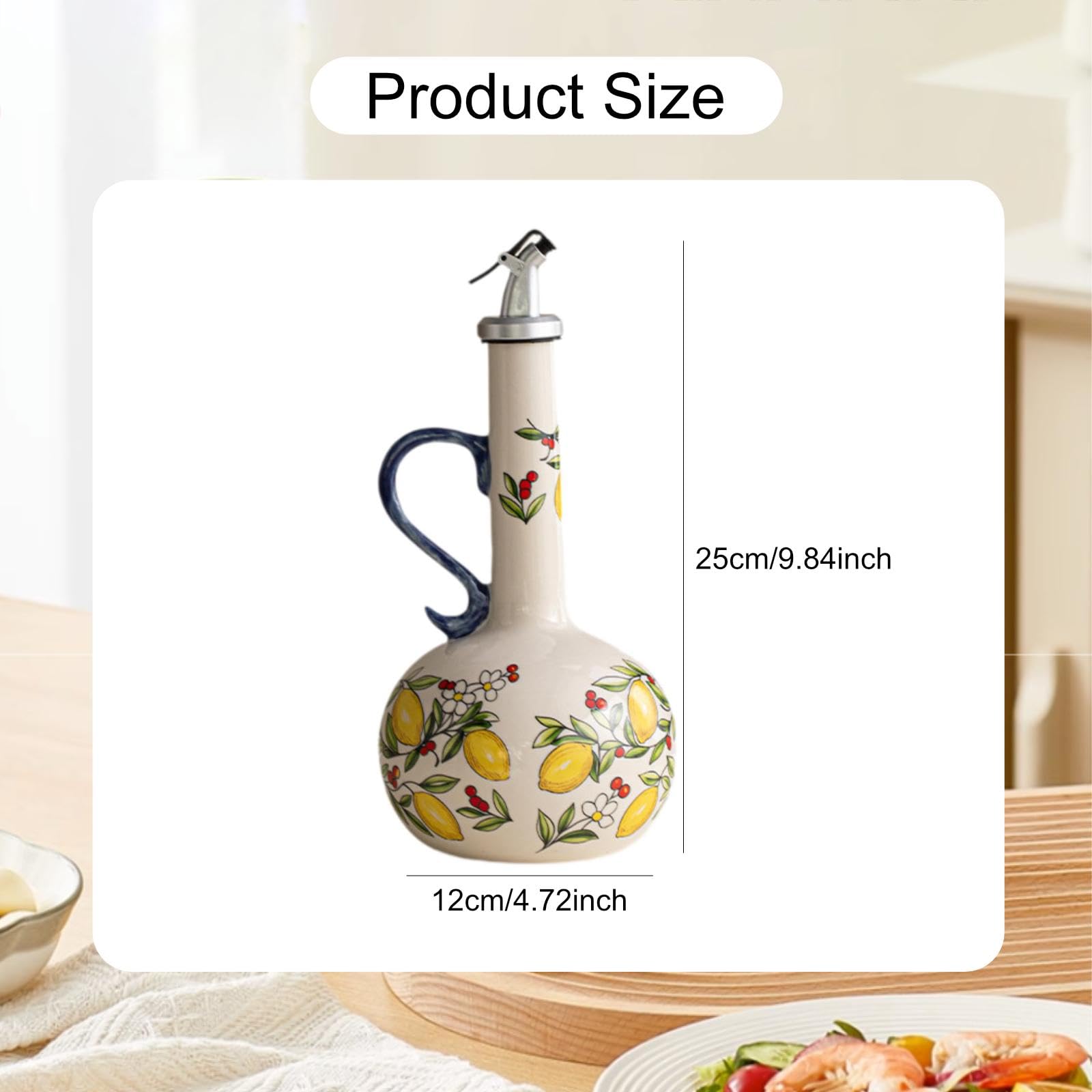 Botella Dispensadora Aceite Vinagre Cerámica Oliva Tarro Moderno Creativo Diseño Vertido Fácil Contenedor Líquidos para Cocinar Servir Hogar Restauran, Amarillo, Individual