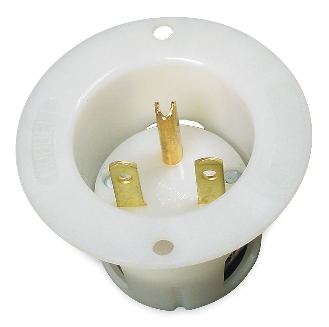 15A Flanged Inlet Receptacle 250VAC 6-15P WH
