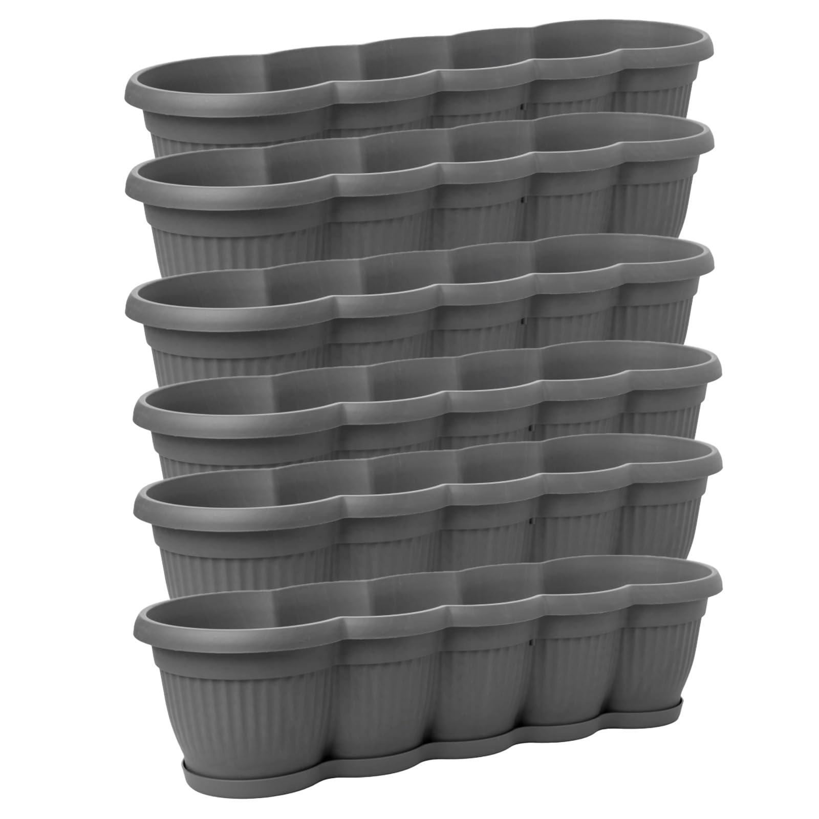 SUSTANIA Lot de 6 jardinières de 60 cm - Anthracite - Design ondulé pour jardins de balcon créatifs - Fabriqué en UE