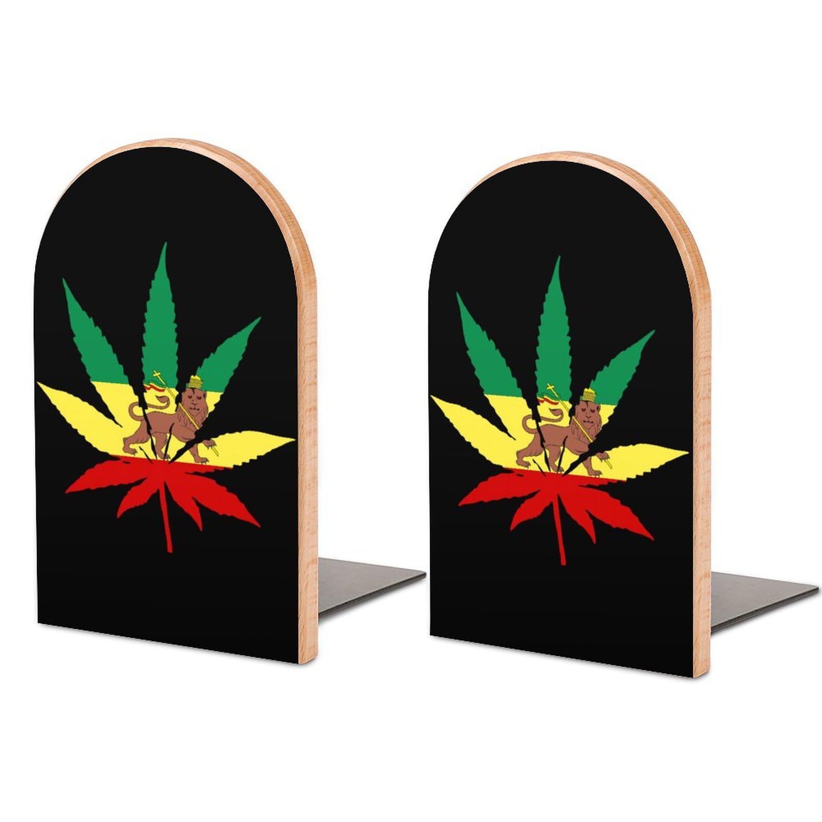 Nclqvjxzkhw Style Jamaica Weed Rasta Lion Leaf Book Ends For Shelves Bookends Bookshelf Holder Stand Books Stopper Home Office Decor