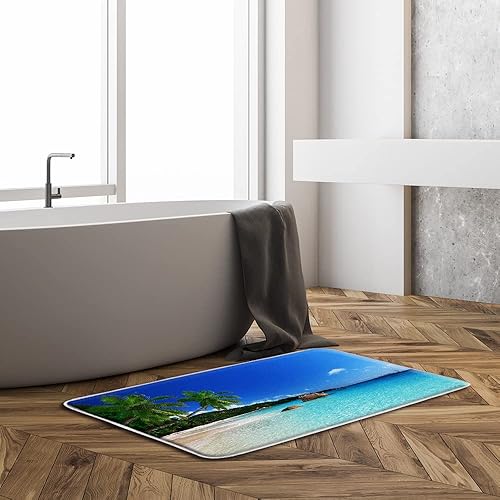 Miniatura 2 de Alfombra de baño de playa con océano, salida del sol, playa, puesta de sol, arena, costa, pacífico, paisaje marino, estampado de paisaje natural,