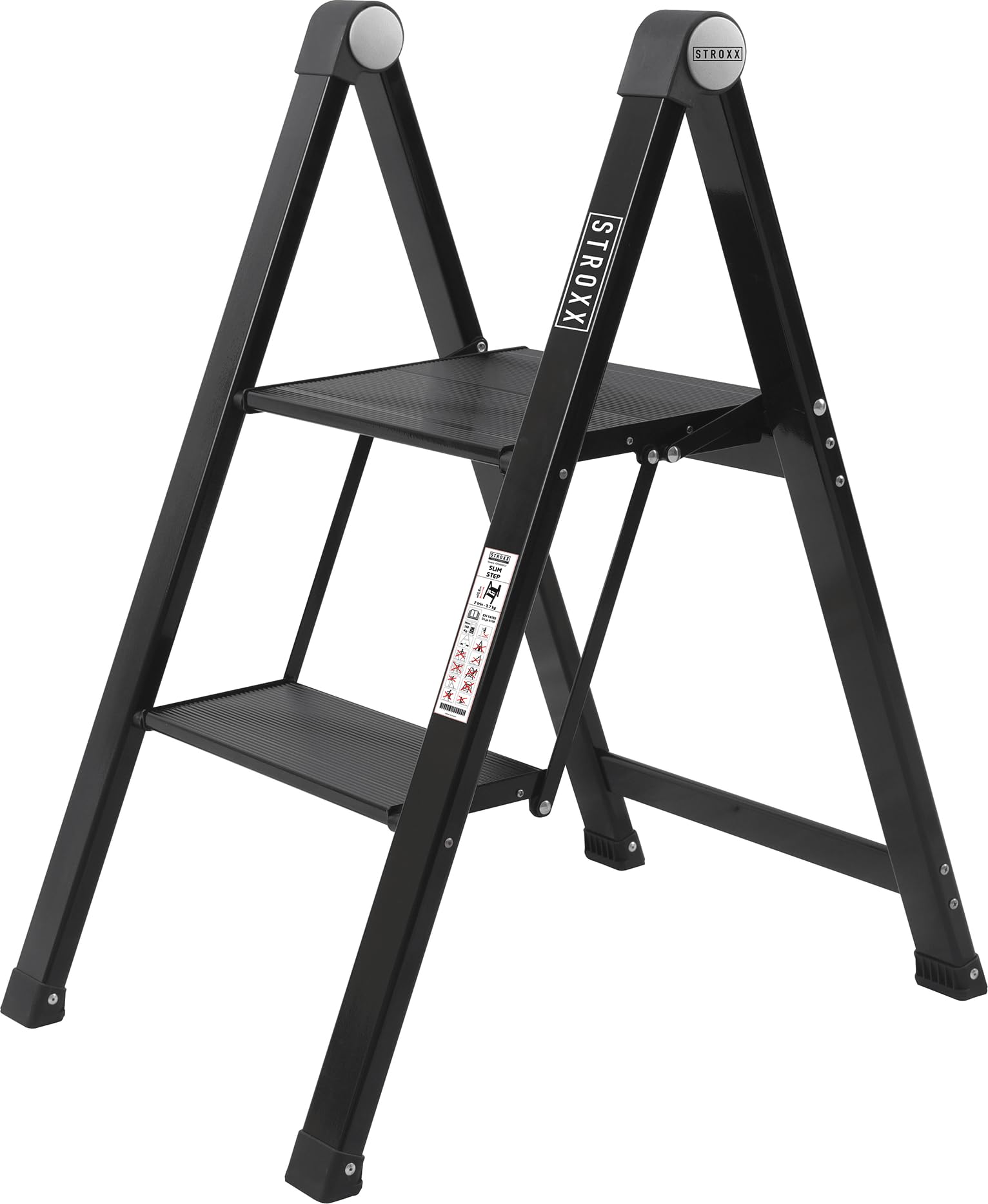STROXX® Trittleiter 2 Stufen klappbar| Doppelstufenleiter |Malerleiter |Elektrikerleiter |Klapptritt |Stufenleiter |bis 150 kg belastbar| Tritthocker | rutschfest | zusammenklappbar|