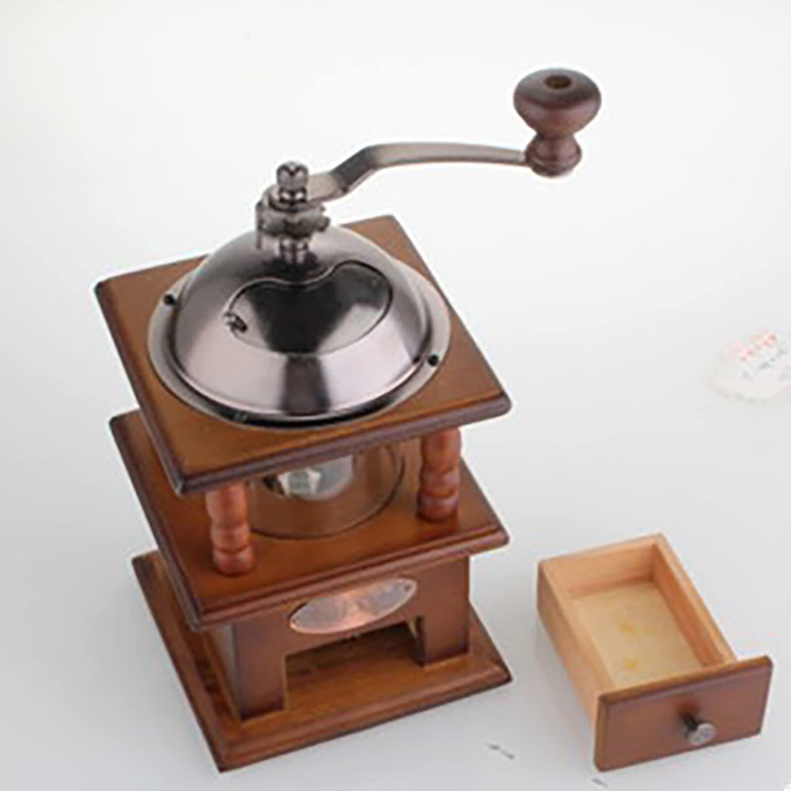 Molinillo de café manual de madera, grano de café, especias, vintage, molino de café ajustable, molino de cerámica marrón