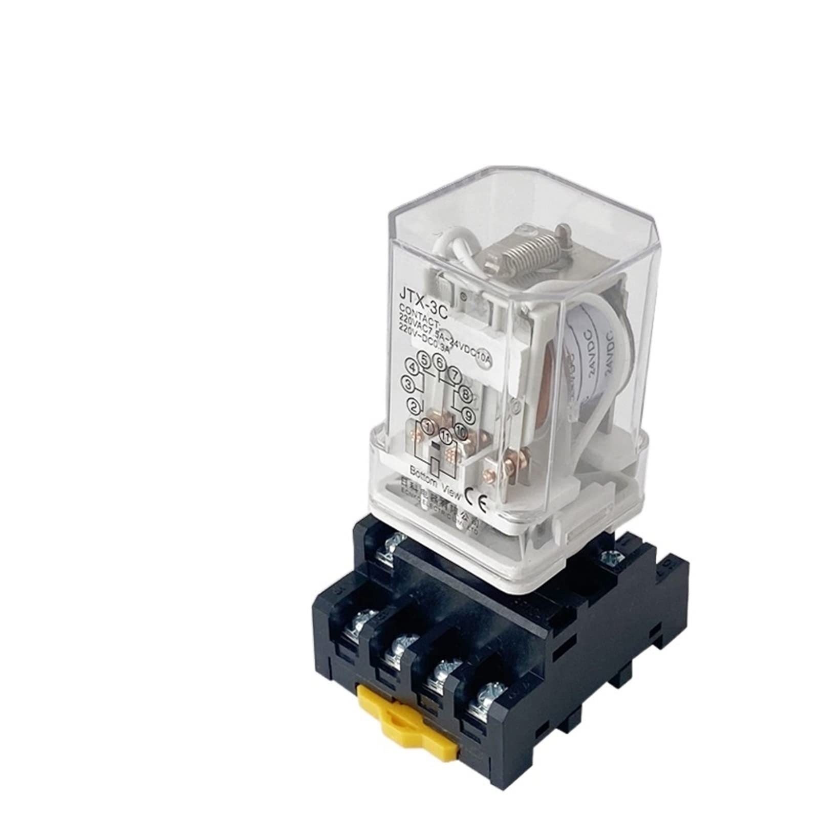 Relè elettromagnetico JTX-3C Montato su Guida DIN JTX-3Z AC 220V 110V 380V DC 24V Alimentazione elettrica 11 Pin con Base for Zoccolo relè(AC220V)