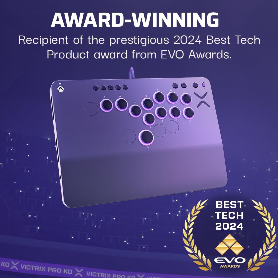 Turtle Beach Victrix Pro KO Leverless Fight Stick - con licenza ufficiale Capcom e PlayStation, compatibile con Xbox Series X e S, con switch RGB hot swappable, design ergonomico