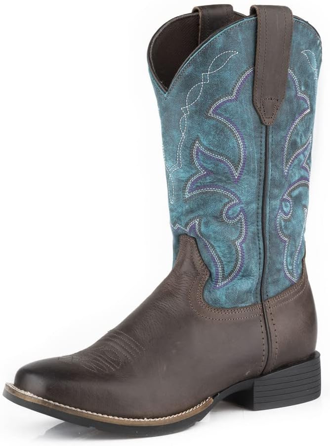 ROPER Womens Monterey Embroidered Square Toe Casual Boots Mid Calf Low Heel 1-2" - Black