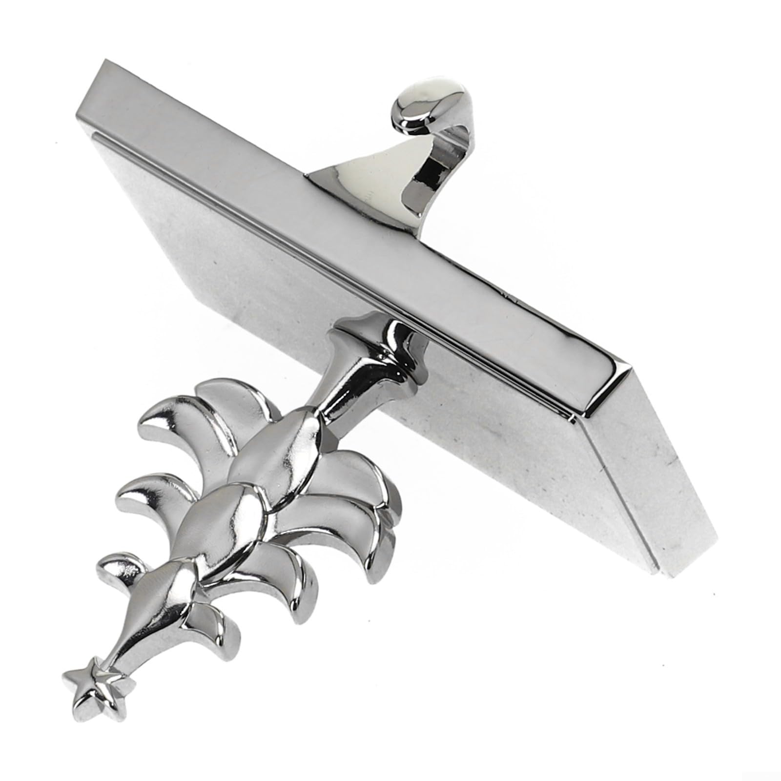 Eawfgtuw Juego de 4 soportes para calcetines de Navidad, ganchos de metal plateado resistentes con almohadillas antideslizantes para colgar medias de Navidad y decoraciones navideñas (árbol de Navidad