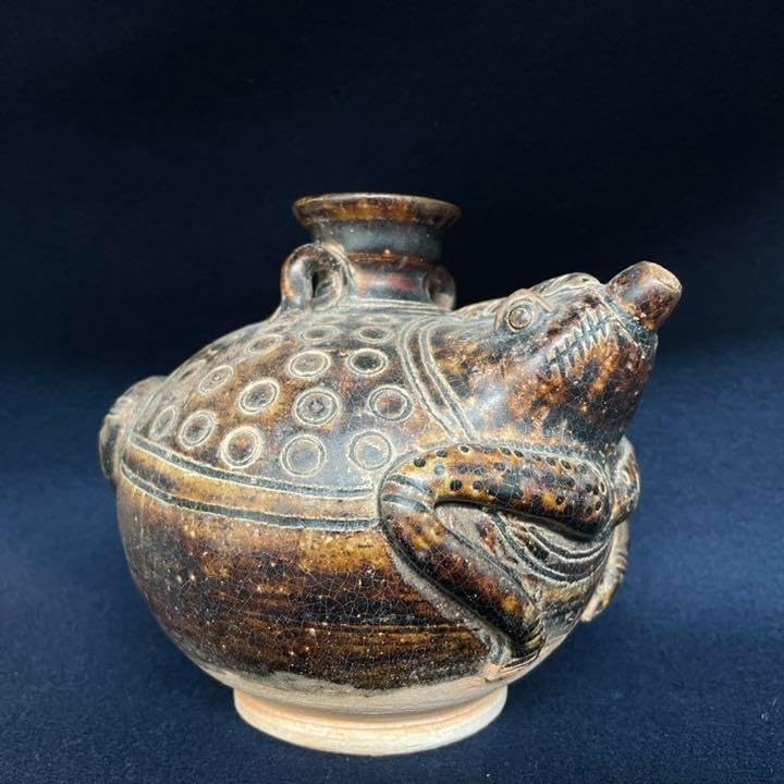 4F 花瓶 花器 一輪挿し グリーン 青銅調 金属製 インテリア 骨董 古道具 一輪挿し？花瓶？水差し？飾り 蛙？亀？蝦蟇？蝉？風水 中国 骨董
