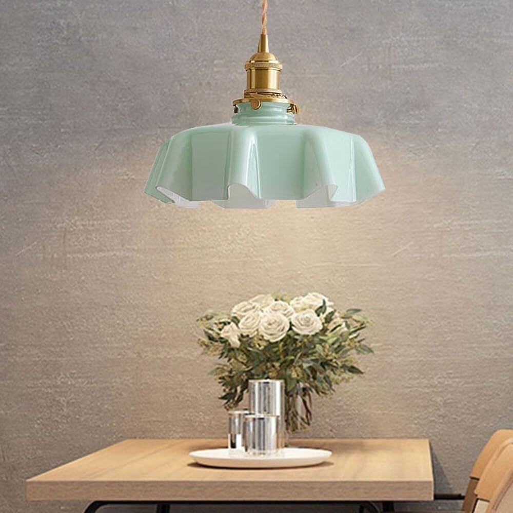 Lampy wiszące, Żyrandol z mosiężnym motywem kwiatowym w stylu vintage, do sypialni(Green)