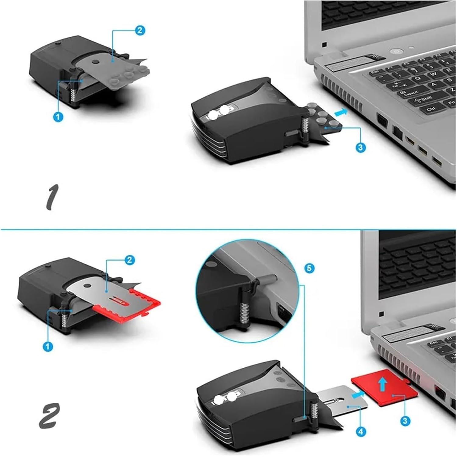 GT202 Vacuum Heatsink USB External Cooling Fan for Gaming Laptop, 13 Adjustable Fan Speeds, Auto-Temp Detection