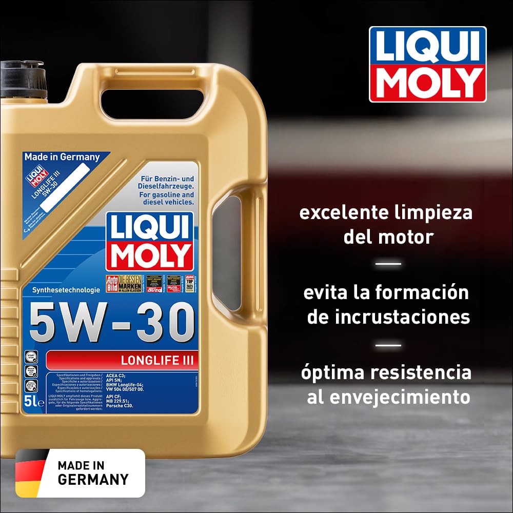 LIQUI MOLY Longlife III 5W-30 | 5 L | Tecnología de síntesis Aceite de motor | 20822