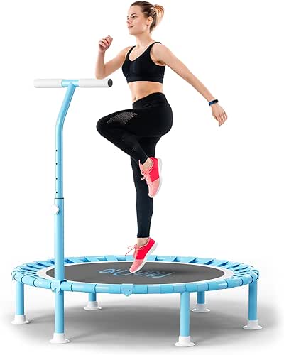 40" Fitness Mini Trampoline with Adjustable Handle Bar, 330lbs Foldable