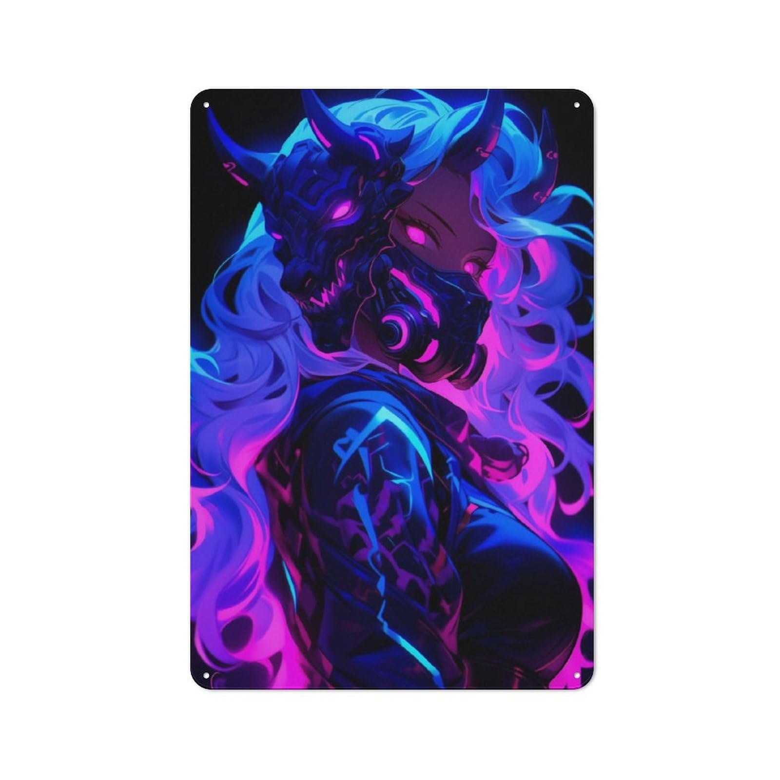 Junmoney Girls Cybergoth Anime Demon 30X20cm Retro Metal Sign With For Café Or Restaurant, For Collectors Decorating Cafés And Restaurants
