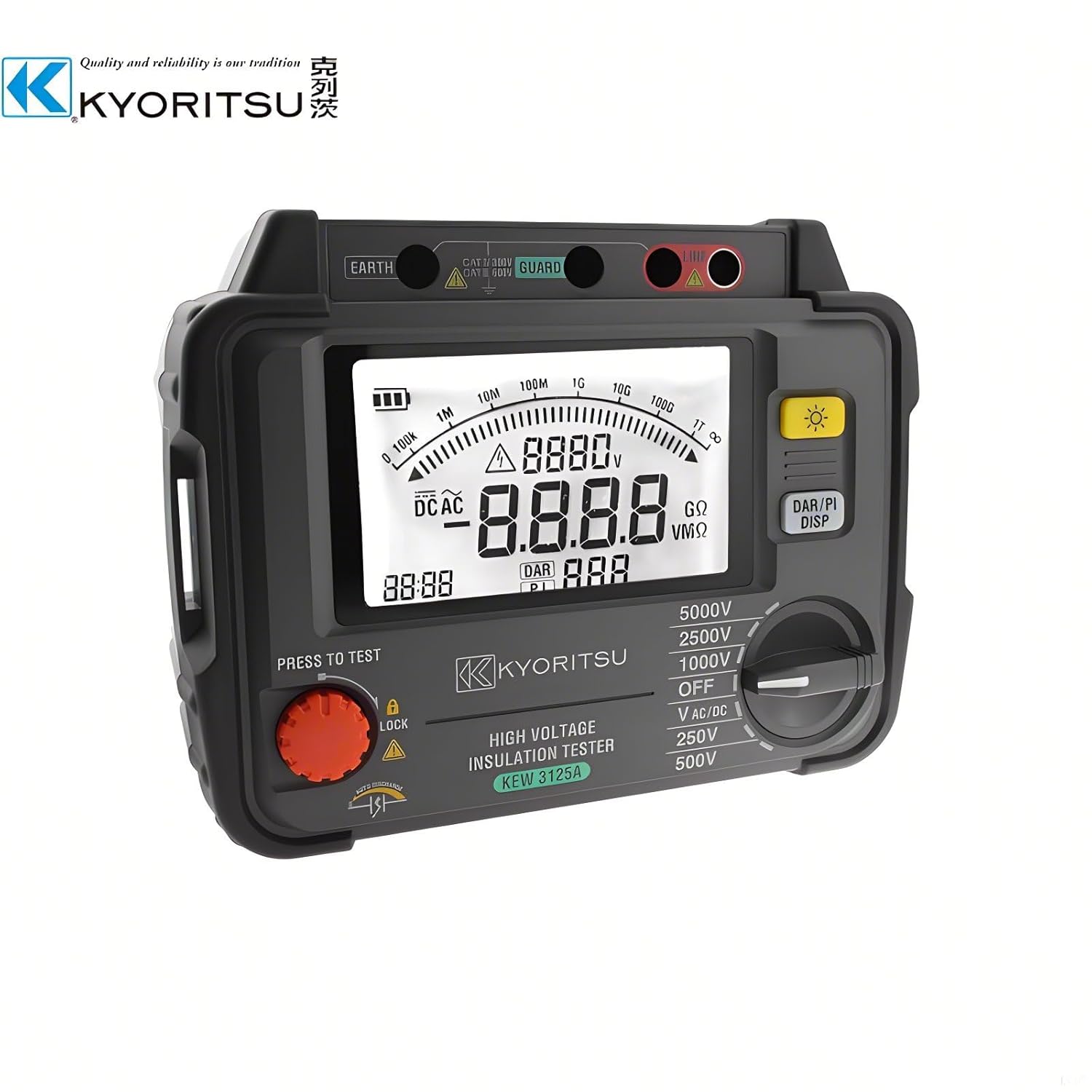 Japan Quality KYORITSU Digital Analog Insulation Continuity Tester KEW 3125A 5000V HIGH Voltage Insulation Tester Insulation Tester Ohm Tester Resistance Meter Tester Megohmmeter