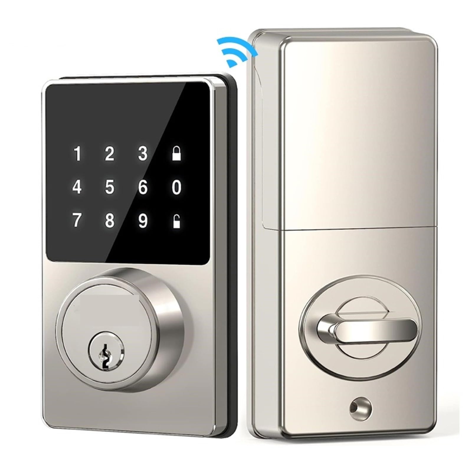 Cerradura Electronica, Cerradura inteligente con WiFi en casa, cerradura de puerta de entrada sin llave con teclado táctil, Control por aplicación, grado impermeable IP54, alerta de batería baja
