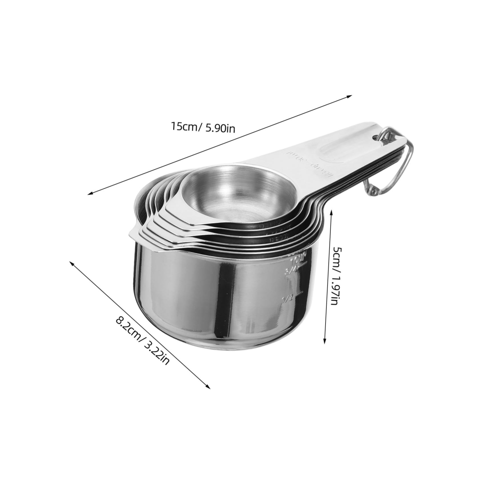 2 Juegos Tazas y Cucharas Medidoras Inoxidable con Asas Ergonómicas Resistentes y Fáciles de Limpiar para Ingredientes Secos y Líquidos Cocina y Repostería
