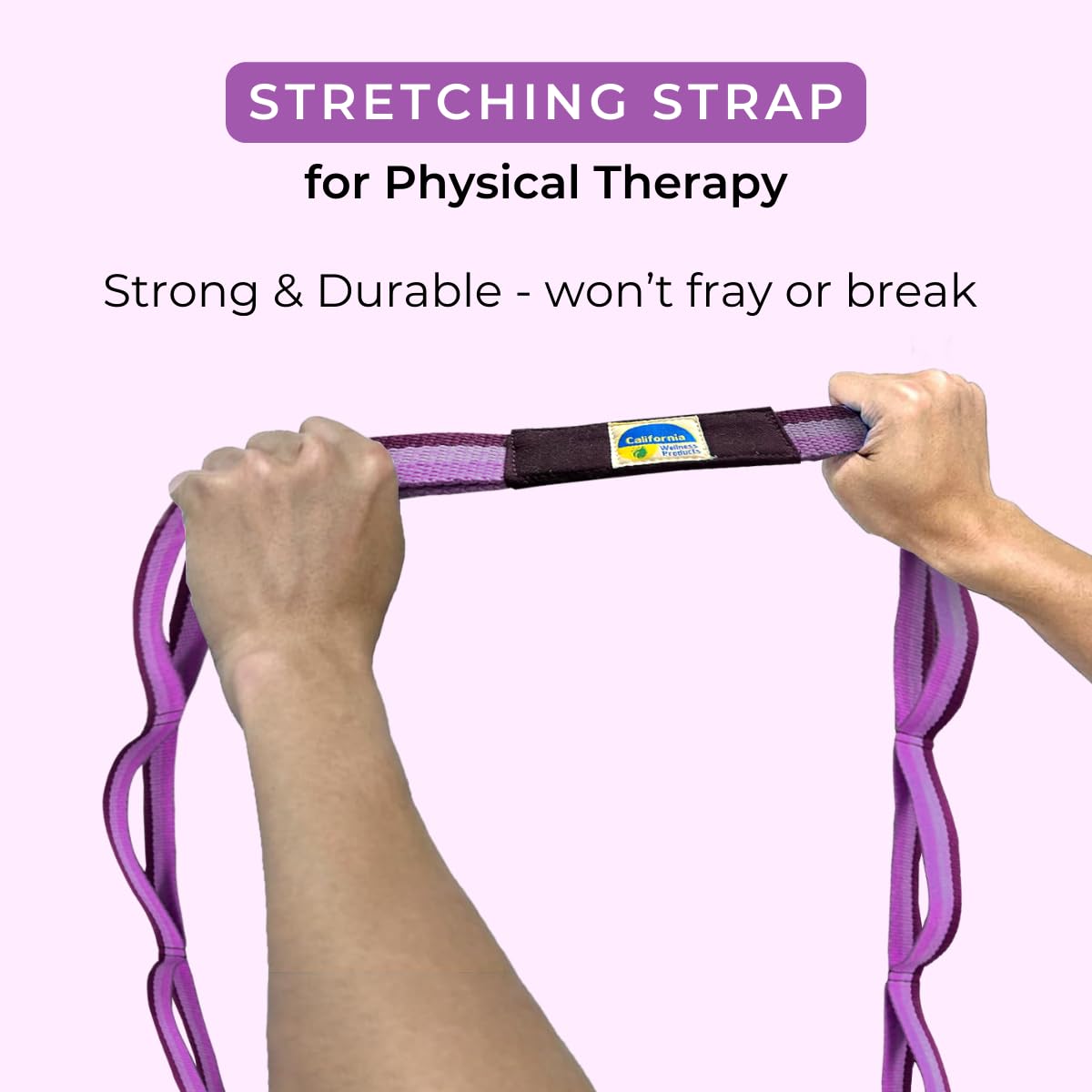 California Yoga Strap | Cinturón de yoga con trabillas | 12 bucles múltiples y no elásticos | Correa de estiramiento | Entrenamiento de gimnasio y bandas de ejercicio | Terapia física | Mejora la