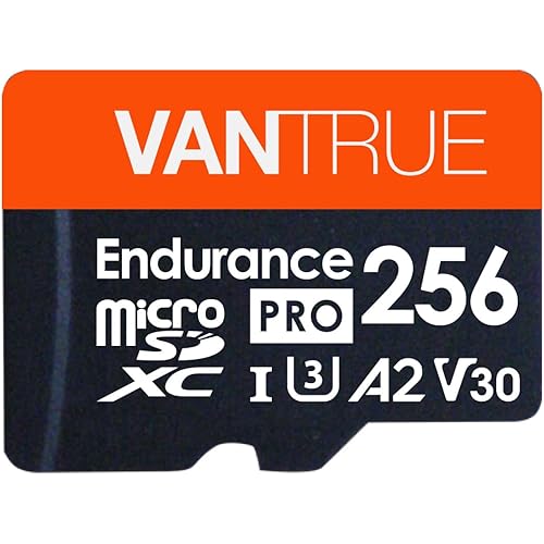 Vantrue 256GB microSDXC UHS-I U3 4K UHD Video High Speed Transfer Monitoring SD Card with Adapter for Dash Cams, Body Cams, Action Camera, Surveillance & Security Cams
