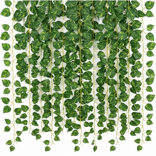 Dekorly Artificial Green Leaf Vine Money Plant Hanging, Artificia...