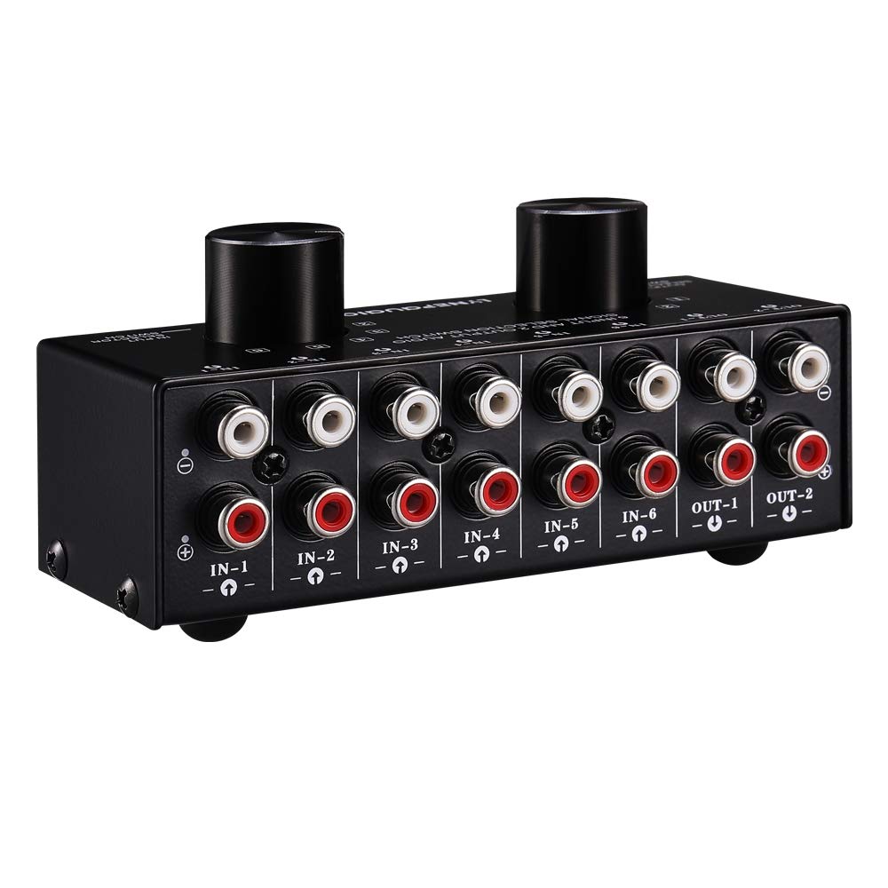 Switcher 6 nel 2 out o 2 nel 6 out Cuffia Switcher Commutatore Selezione Segnale Sorgente Audio Stereo, L'Interfaccia Adotta L'Interruttore Manuale Progettazione