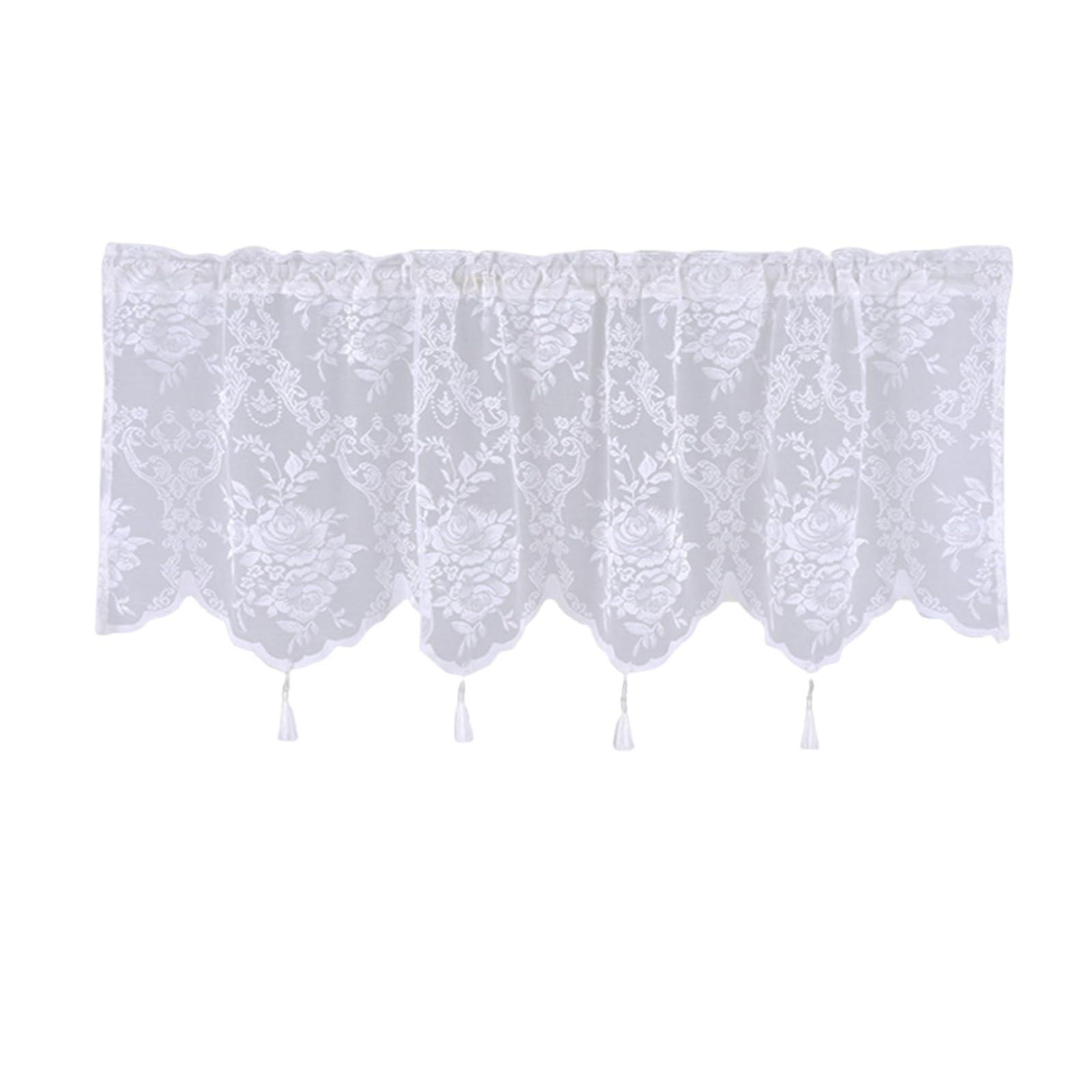 Buxuaaaa Lace Window Curtain Elegant Tasseled Lace Weaving Designing Curtains to Any Space Decoration Short Drape Bedroom Curtain