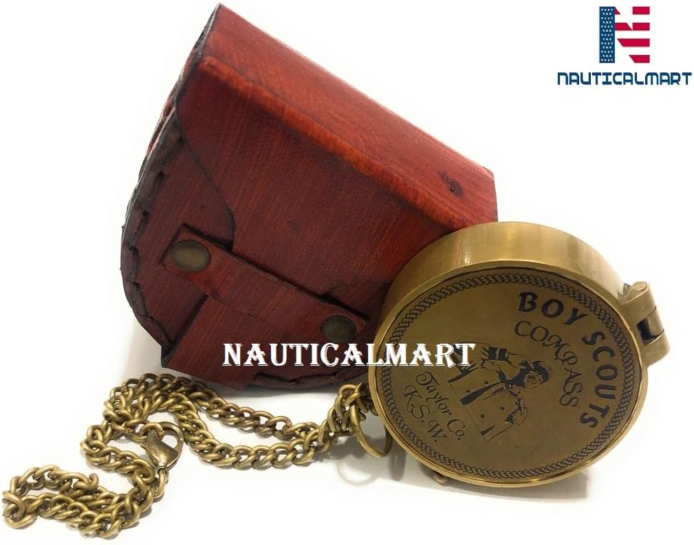 Engraved Compass Personalized | Graduation Gift Compass for Son, Daughter | Keepsake Antique Brass Pocket Compasses for Grandson, Granddaughter | Leather Case and Chain