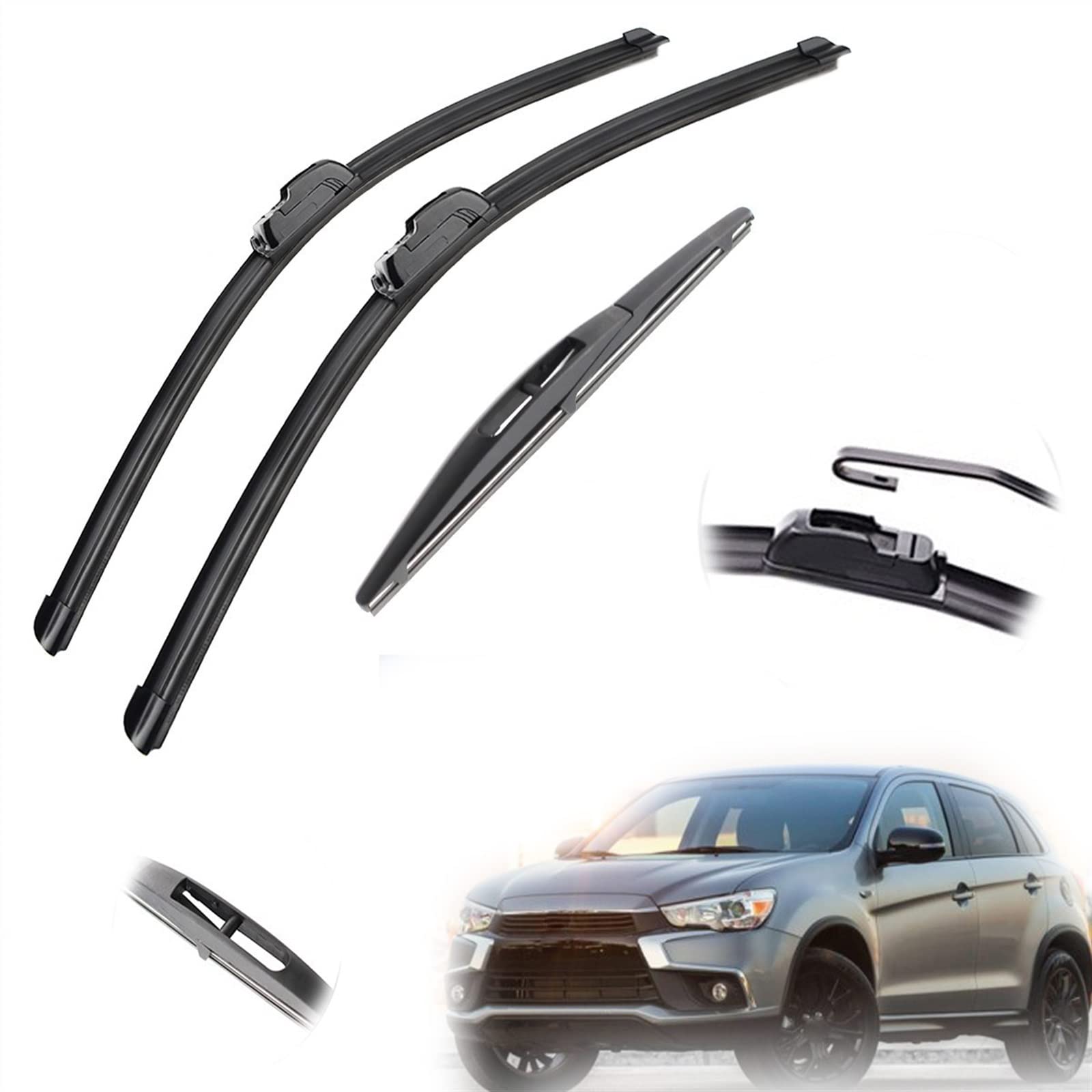Per M&itsubishi ASX per Outlander Sport Rvr MK3 2010 2011 2012 2013 2014 2015 2016 2017 2018 2019 Anteriore Posteriore Tergicristallo Spazzole Cutter 24"+21"+10 "