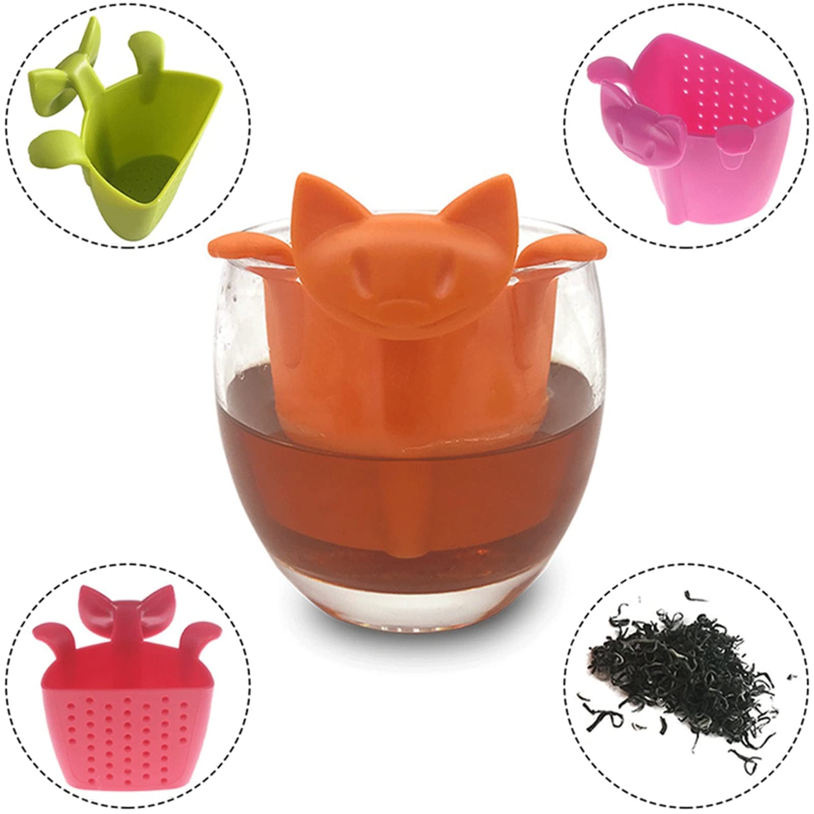 Colador de té creativo para hacer té, filtro de silicona de grado alimenticio, para colgar en la taza, accesorios de té (rojo)