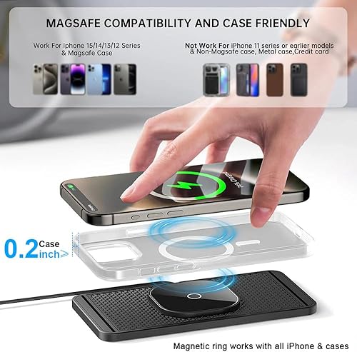 Vista 5 de Magnetic Wireless Charger for Tacoma and 4Runner Phone Non-Slip Charging Pad for Tacoma 2024 2025/4Runner 2025 Magsafe Charger 15W Wireless Car
