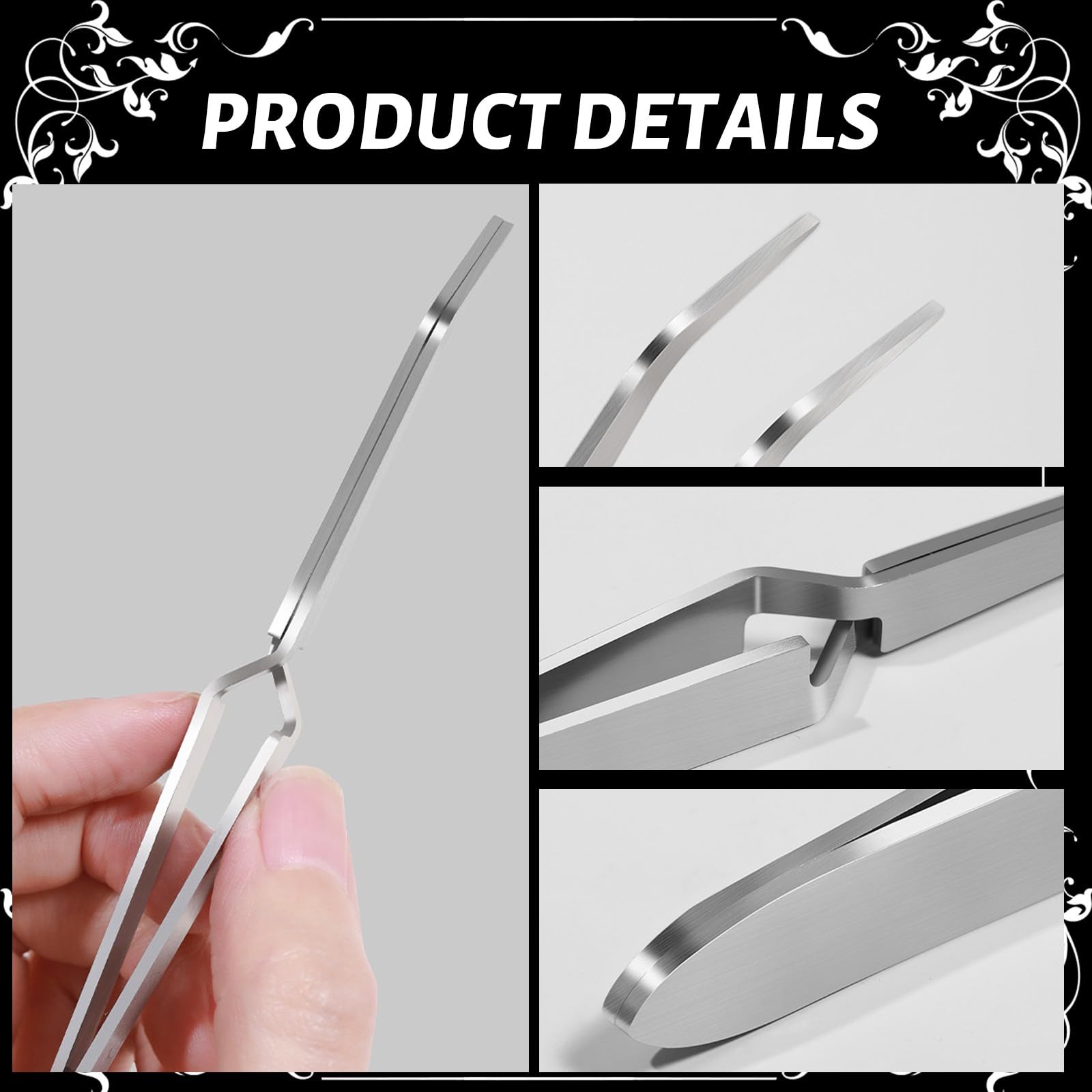 JEYORZY 2 Pcs Pince a Pincher pour Ongle, Pince à Pincher Classique, Multi-usage Acier Inox Nail Art Pince Boule de Coton Pincher Pince Courbée à Former Pour le des Ongles Coiffage, Outils à Ongles