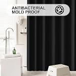 Black Shower Curtain Liner PEVA Bath Curtain with 3 Magnets Thickened Water Proof Quick Drying Shower Curtain Set with 12 White Hooks Plastic Shower Liner for Bathroom Shower,71x71inch