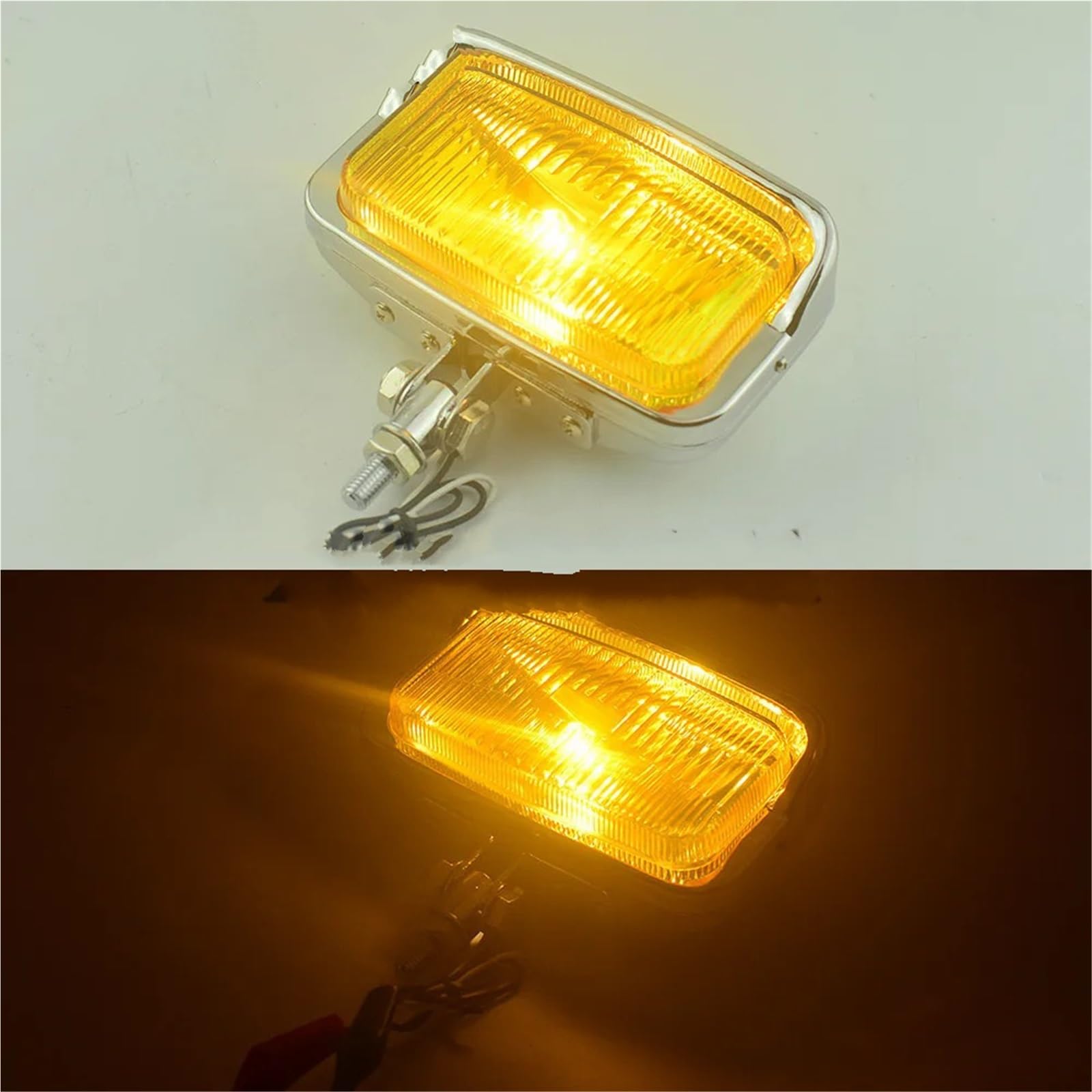 moto fari Faro anteriore quadrato H3 per moto con faro universale adatto per Harley Chopper Dyna per Suzuki per Kawasaki(Black Clear Lens)