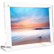 B&amp;NN 8.5" * 11'' Acrylic Picture Frame Floating Look，3MM + 3MM Thickness Clear Photo Frame，Desktop Frame less Display, Self Standing (8.5" * 11'')