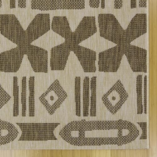 Gertmenian Indoor/Outdoor Kona Coast by Reyn Spooner Rug - 9x13 Extra Large, Stain & UV Resistant, Ideal for Deck, Patio, Poolside Rooms - Tribal, Light Brown, 46671