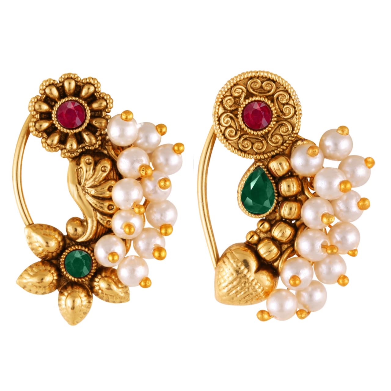 Vighnaharta Golden Moti Pearls Nath Nathiya nose pin Gold Plated Alloy two Nose Ring valentine day gift valentineday gift for her gift for him gift for women gift for woment[VFJ1182-1174NTH-Press-Multi] (B0BSFVP9Z3) Amazon Price History, Amazon Price Tracker