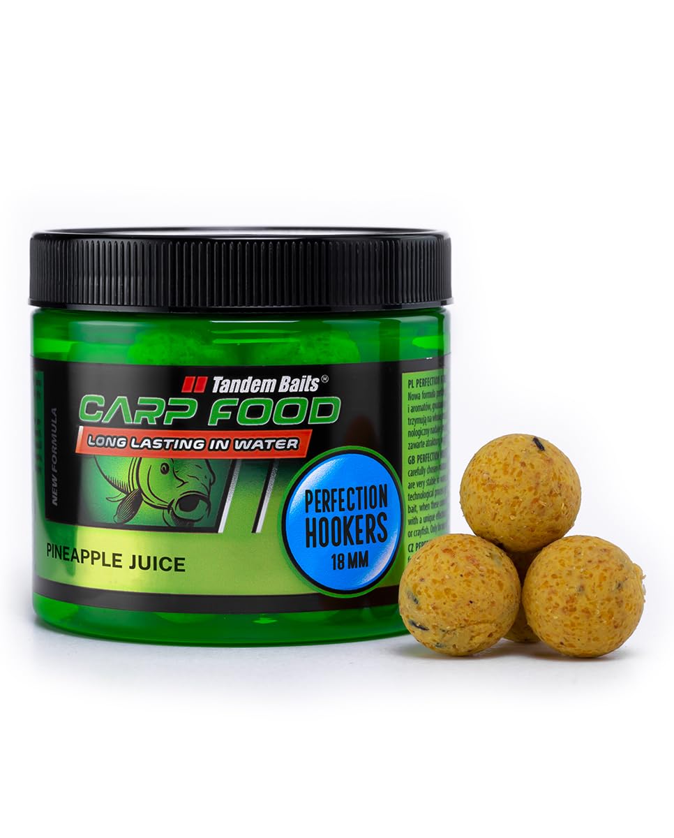 Tandem Baits Carp Food Perfecction Hookers Pineapple Juice | Carp Fishing Hookbaits | Effortless Carp Fishing | Carp Fishing Bait | Carp Bait | Carp Fishing Accessories for Monster Fish 18mm 120g