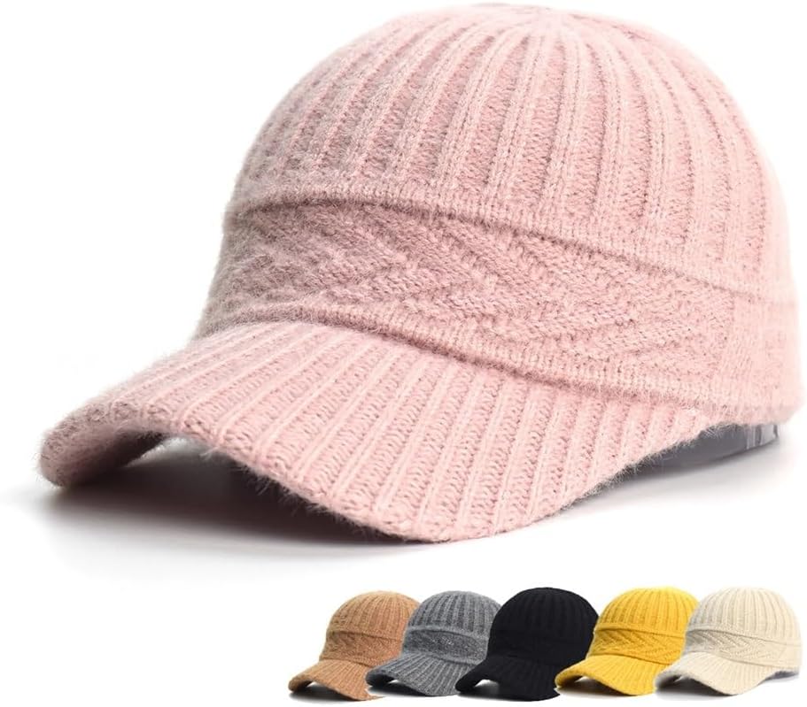 Solid Color Casual Elegant Hairy Fluff Hat Fluffy Baseball Cap Men's Knitted Warm Winter