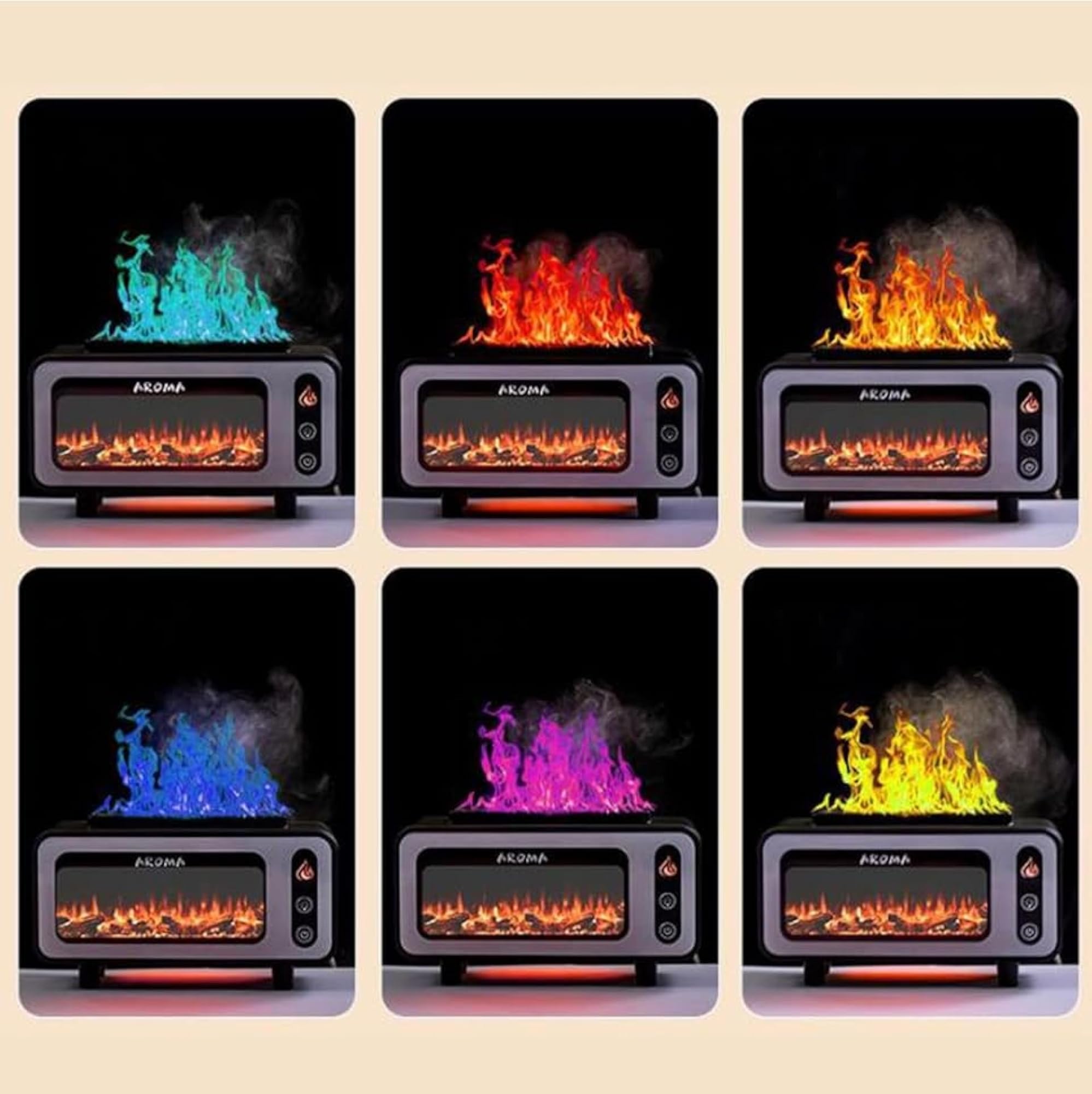 Vintage Fireplace Aroma Diffuser LED Flame Humidifier