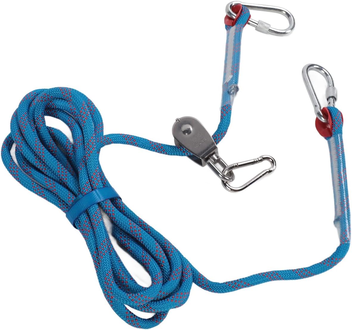 ANGGREK Dog Runner Leash Cable, Portable Reflective Dog Tie Out Cable Trolley System for Outdoor for Camping (Blue)