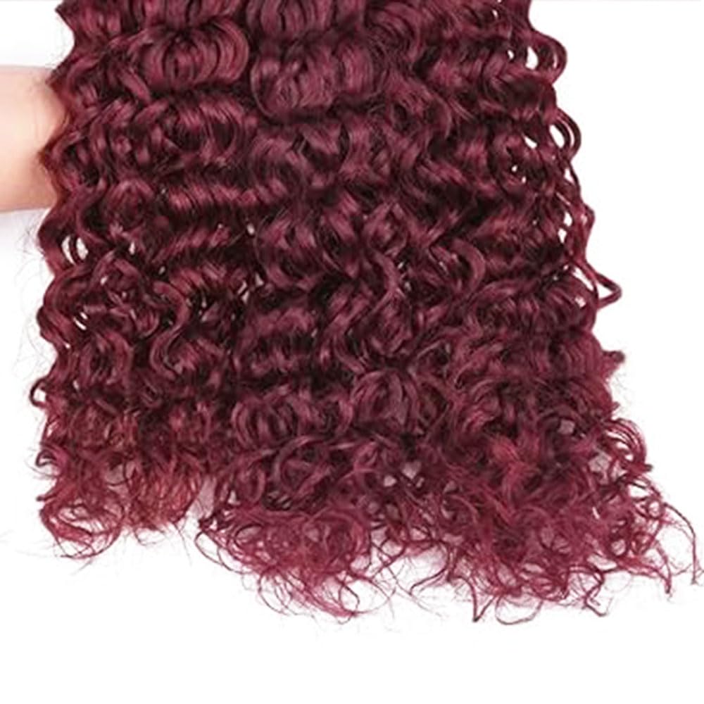 99J Bundle Human Hair Burgundy Bundles Burgundy Bundles Water Wave 10 12 14 Inch Wine Red Bundle Unprocessed Brazilian Virgin Quick Weave Hair for Black Women