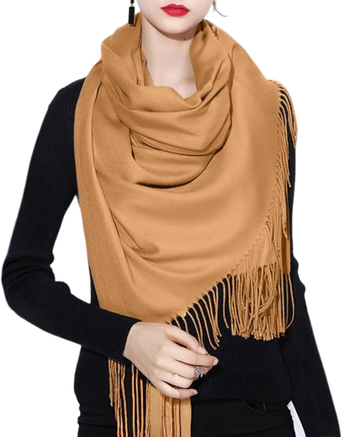 100% Wool Scarf for Women, Winter Shawl Wrap, Soft Warm Elegant Accessories for Wedding, Evening & Gif
