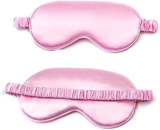 Silk Sleep Mask, Silk Sleeping Mask with Adjustable Strap, Sleeping Aid Blindfold for Nap, Sleep Mask for Women to Full Night's Sleep, Travel and Nap.(1PC) (Pink)
