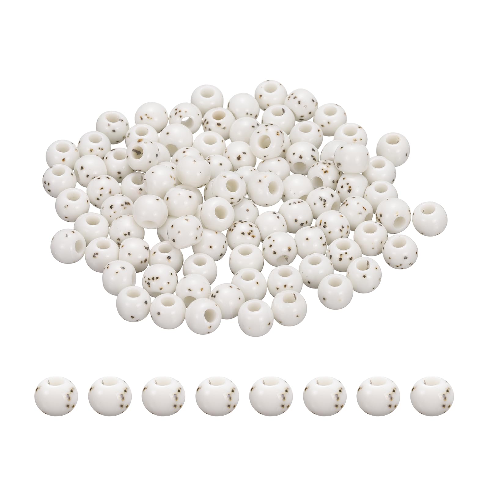 PATIKIL 100 Pcs Porcelain Beads, 6 mm Round Ceramic Handmade Spacer Loose Beads for Bracelet Necklace Earring Jewelry Making DIY Crafts, Beige Spotted White