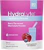 أكياس مسحوق الإلكتروليتات الفوارة Hydralyte - 20 عصا منكهة - الإماهة السريعة - منع الجفاف - تحقيق الترطيب الأمثل 20 كيسًا، التوت