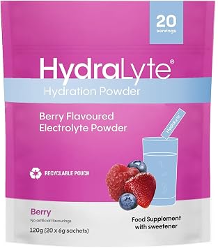 Hydralyte Effervescent Electrolytes Powder Sachets - 20 Flavoured Sticks - Rapid Rehydration - Prevent Dehydration - Achieve Optimal Hydration 20 Sachets, Berry