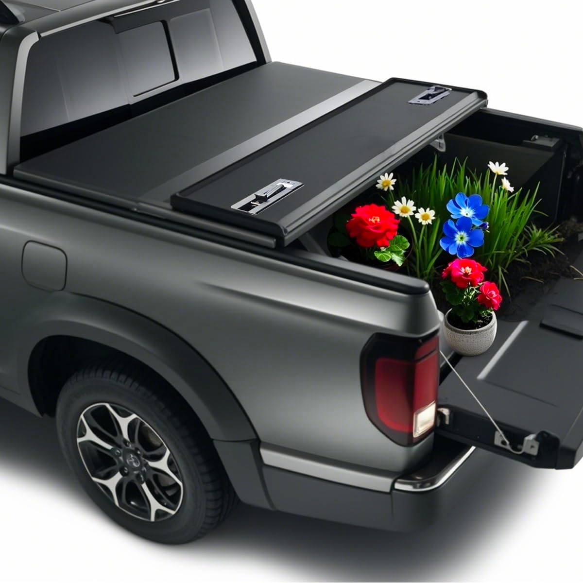 5ft Hard Folding Tonneau Cover for Honda Ridgeline Truck Bed Covers 64'' Bed 2017 2018 2019 2020 2021 2022 2023 2024 2025 2026 Tri Fold Style 5 FT (NOT for Track Sys. & Roll Bar)