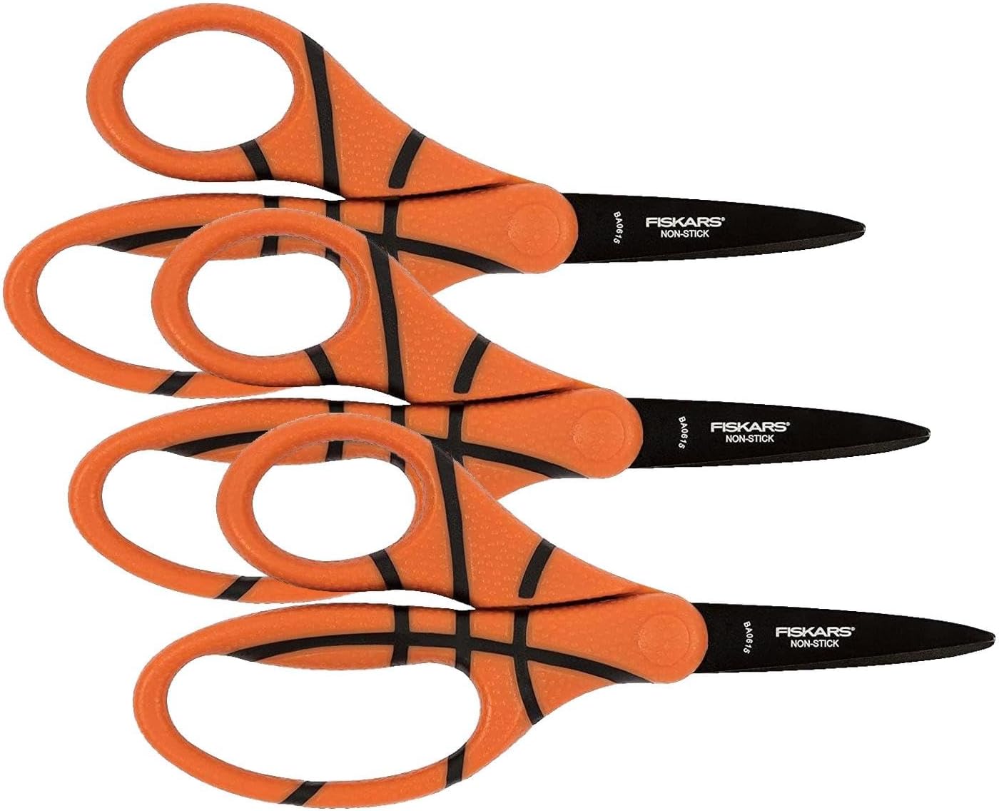 Fiskars 5" Pointed-Tip Scissors for Kids 4-7 with Non-Stick Blades - Scissors for School or Crafting - Back to School Supplies - Basketball