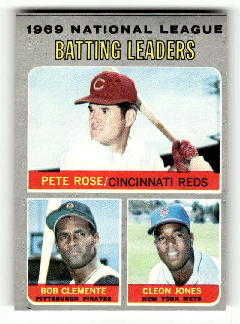 1970 Topps (EXMT) #61 Pete Rose/Roberto Clemente/Cleon Jones N.L. Batting Leaders Cincinnati Reds/Pittsburgh Pirates/New MLB Vintage Baseball Trading
